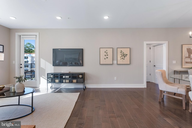 living room featuring dark hardwood / wood-style floors