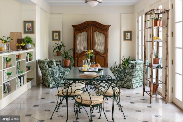 interior space featuring light tile patterned floors