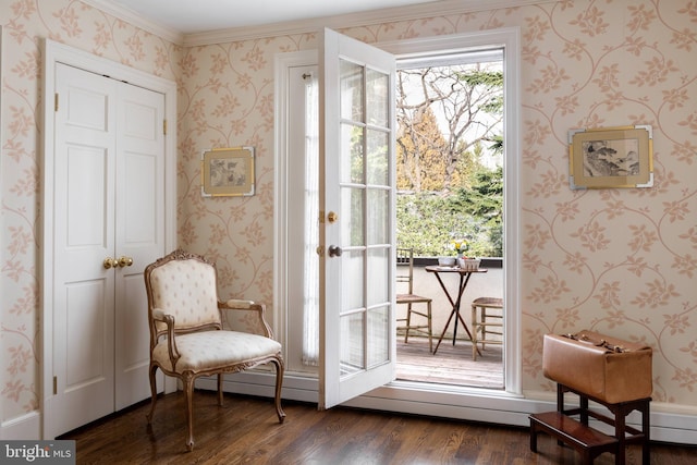 doorway to outside with dark hardwood / wood-style flooring