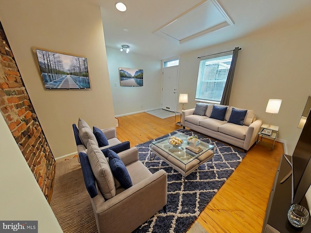 living room featuring wood-type flooring