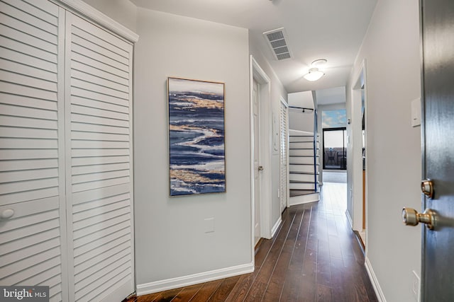 hall featuring dark hardwood / wood-style floors