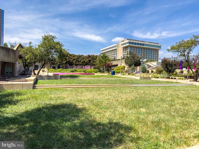 view of property's community with a yard