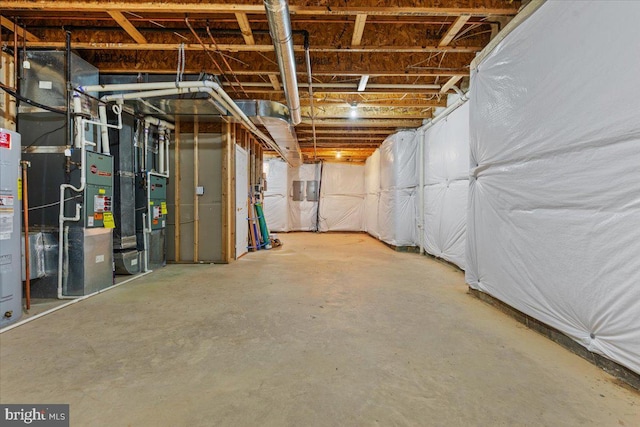 basement with water heater