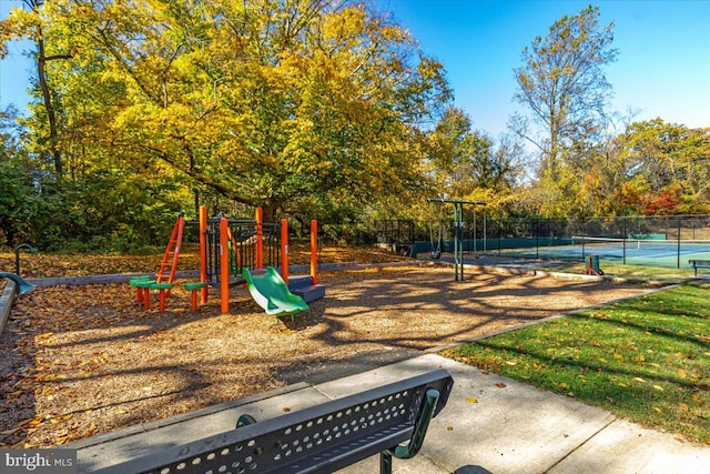 view of play area with tennis court