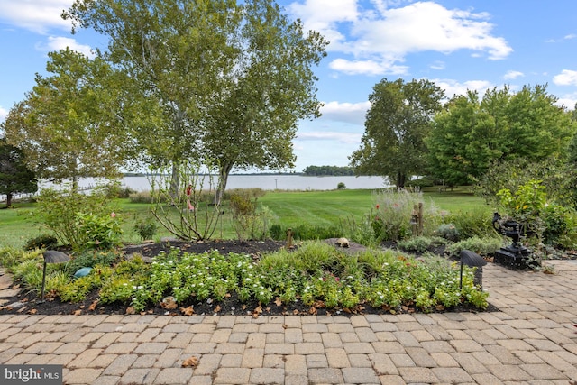 view of yard featuring a water view