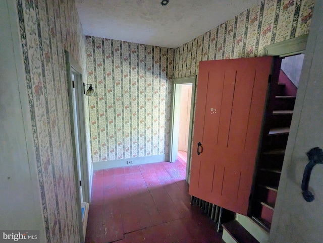 hallway with hardwood / wood-style floors