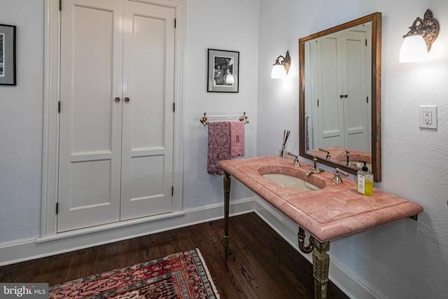 bathroom featuring hardwood / wood-style flooring and sink