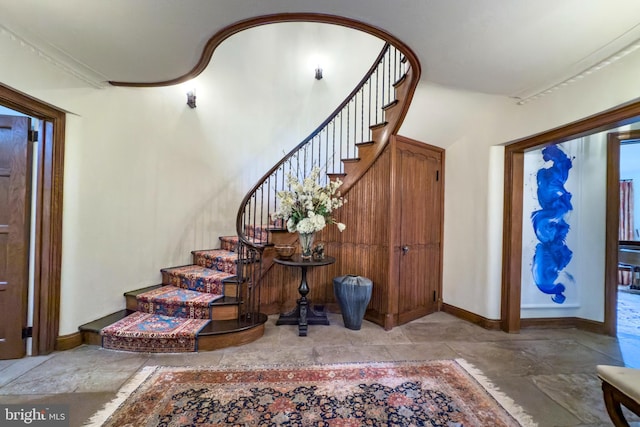 94 N Rd, Princeton, NJ 08540 - stairway with stone tile floors and baseboards