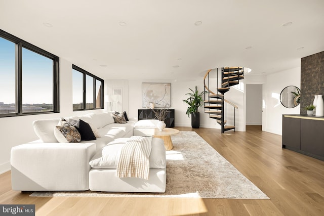 living room featuring light hardwood / wood-style flooring