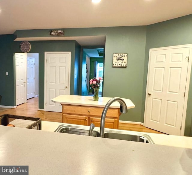 kitchen featuring sink and light hardwood / wood-style flooring