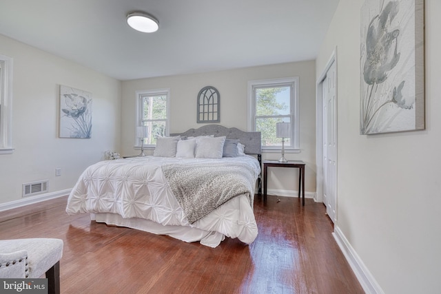 bedroom with a closet and wood-type flooring