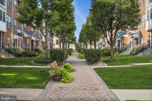 view of community with a lawn