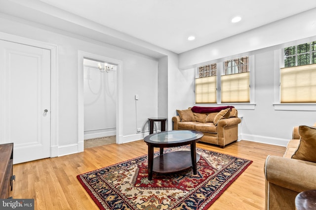 living room with hardwood / wood-style floors