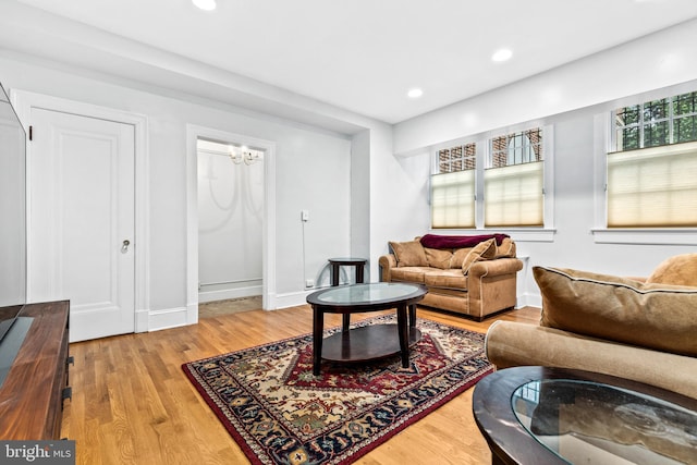 living room featuring light wood-type flooring