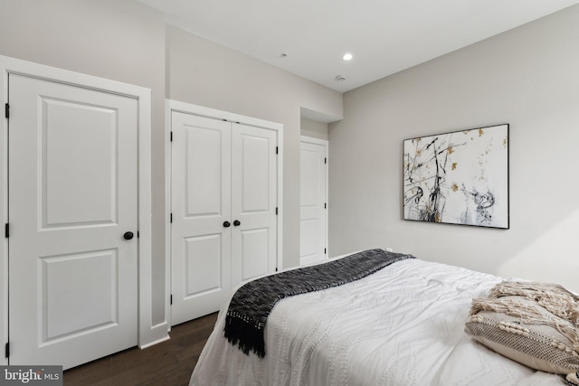 bedroom featuring dark hardwood / wood-style floors