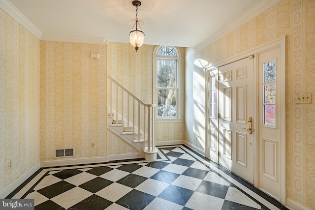 entrance foyer with ornamental molding