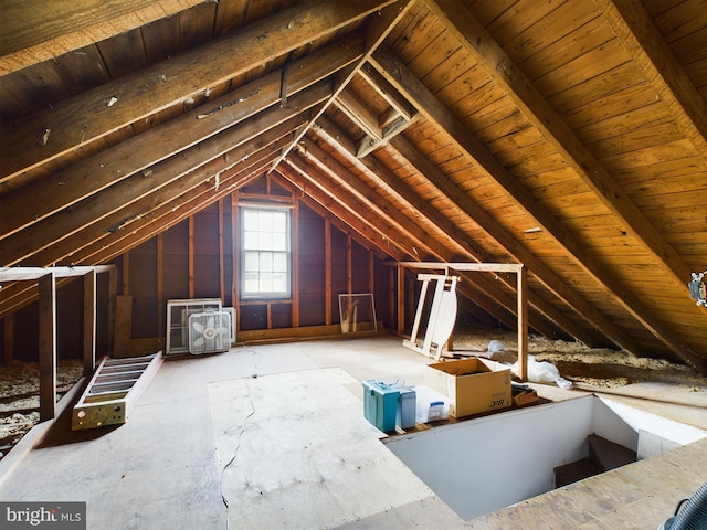 view of unfinished attic