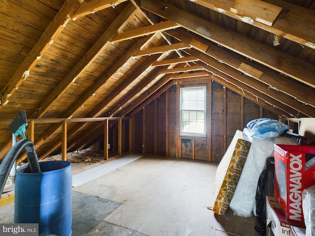 view of unfinished attic