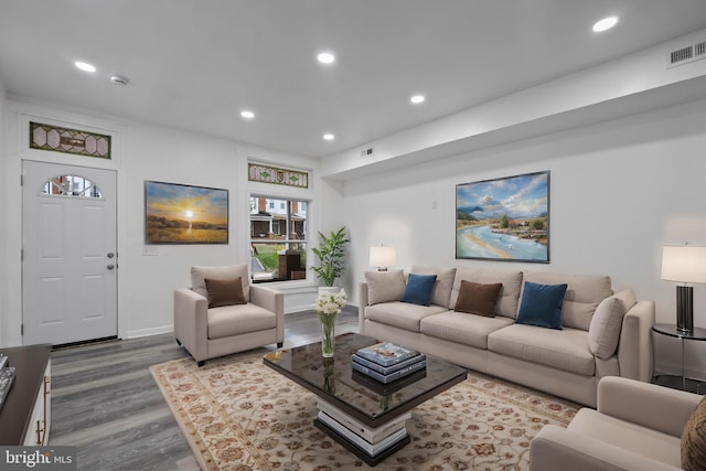 living room featuring hardwood / wood-style floors