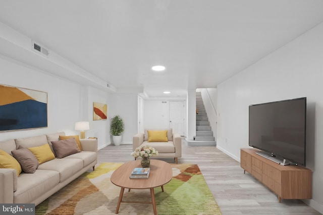 living room featuring light hardwood / wood-style flooring