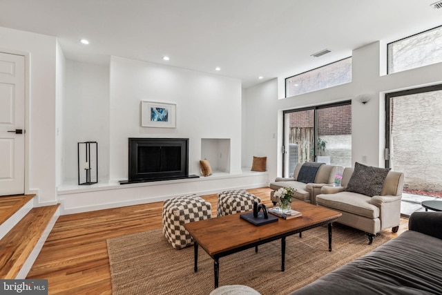 living room with light wood-type flooring