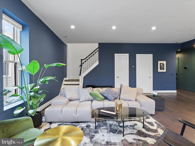 living room featuring hardwood / wood-style flooring