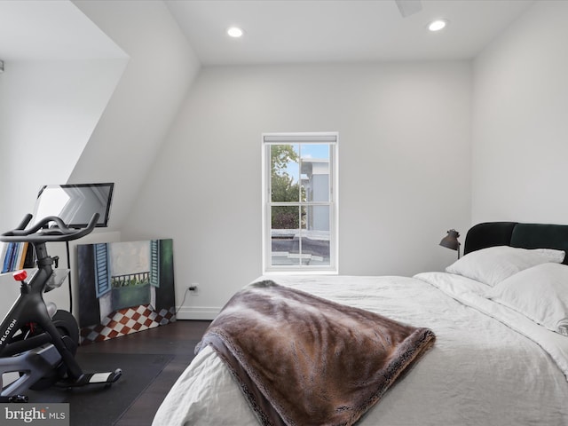 bedroom featuring dark wood-type flooring