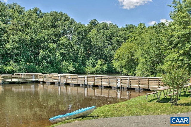 view of property's community with a water view