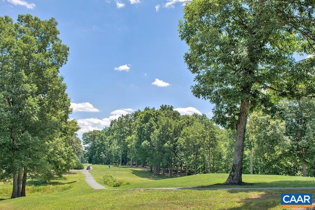 view of property's community featuring a lawn