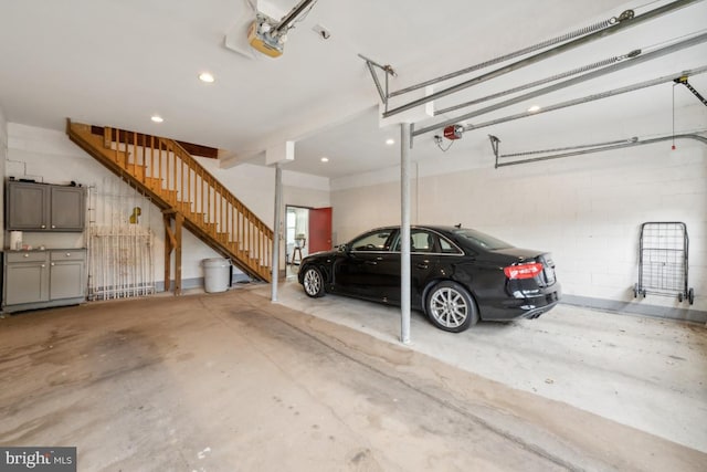 garage with a garage door opener