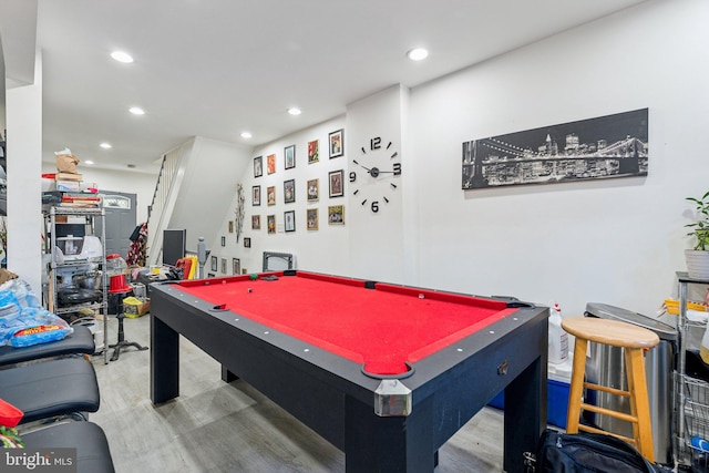 playroom featuring hardwood / wood-style flooring and pool table