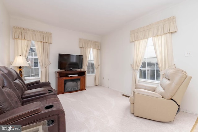 living room featuring carpet flooring