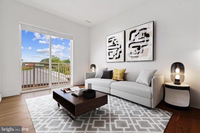 living room featuring hardwood / wood-style flooring