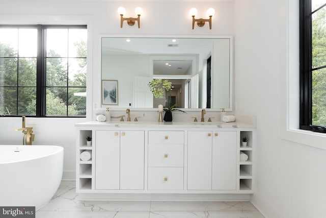 bathroom with vanity and a wealth of natural light