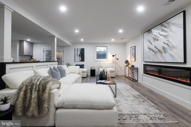 living room featuring hardwood / wood-style flooring