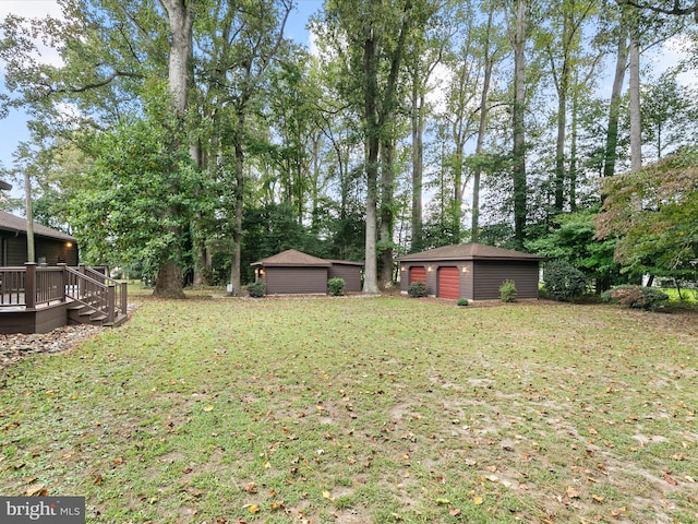 view of yard featuring a deck