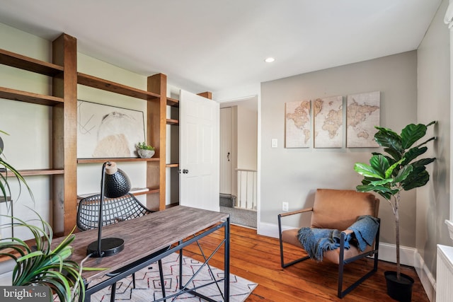 office area with hardwood / wood-style flooring