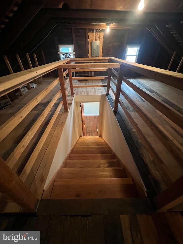 attic with electric panel