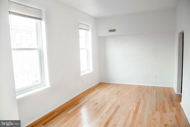 empty room with light hardwood / wood-style flooring and a wealth of natural light