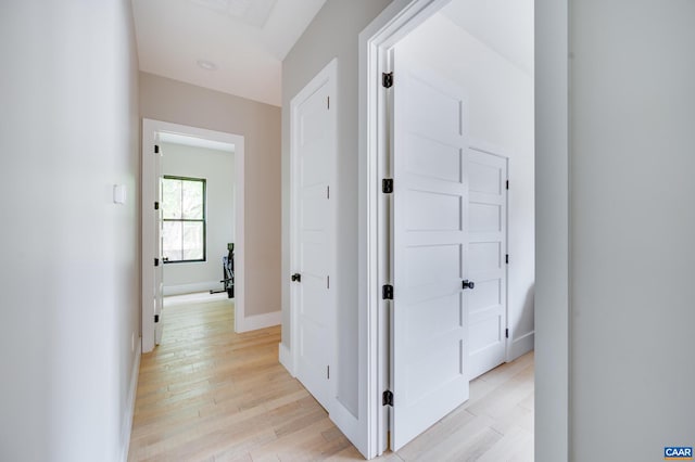 hall featuring light hardwood / wood-style flooring