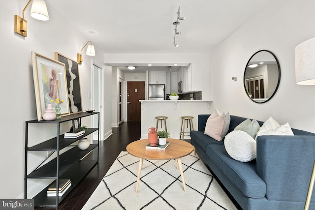 living room featuring dark hardwood / wood-style flooring