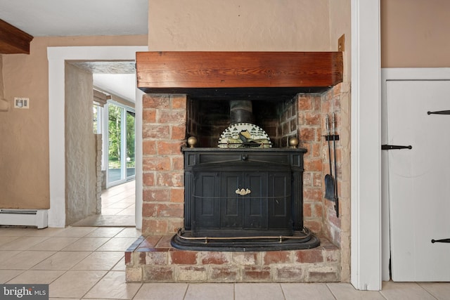 details featuring baseboard heating and tile patterned flooring