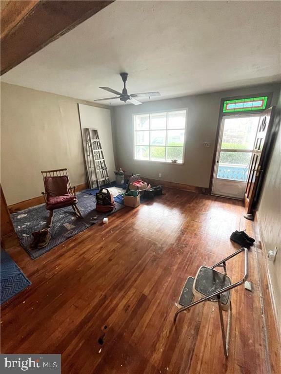 unfurnished room with wood-type flooring and ceiling fan