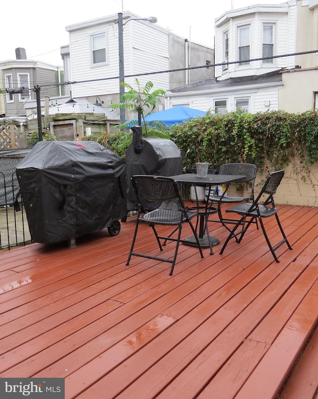 deck featuring grilling area