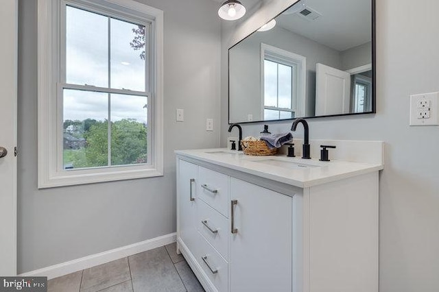 bathroom featuring tile patterned flooring and vanity