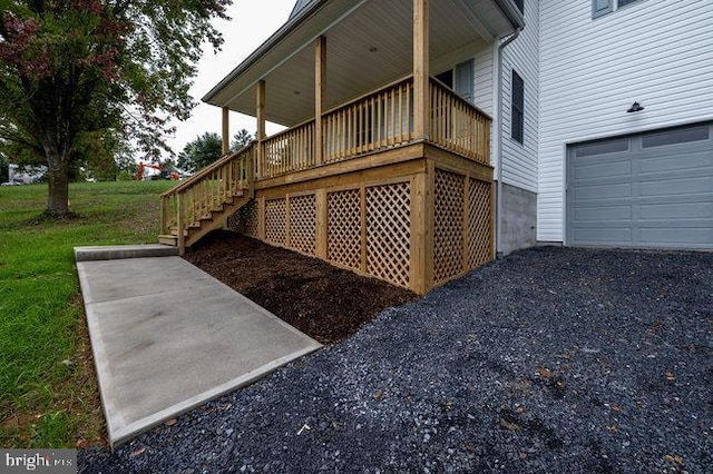 exterior space with a garage