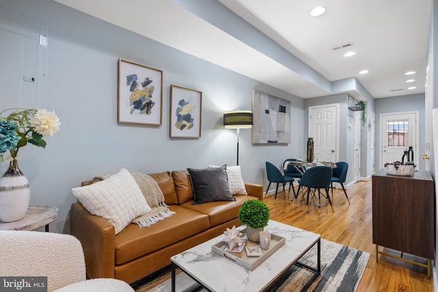 living room featuring light hardwood / wood-style flooring