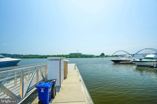 dock area featuring a water view