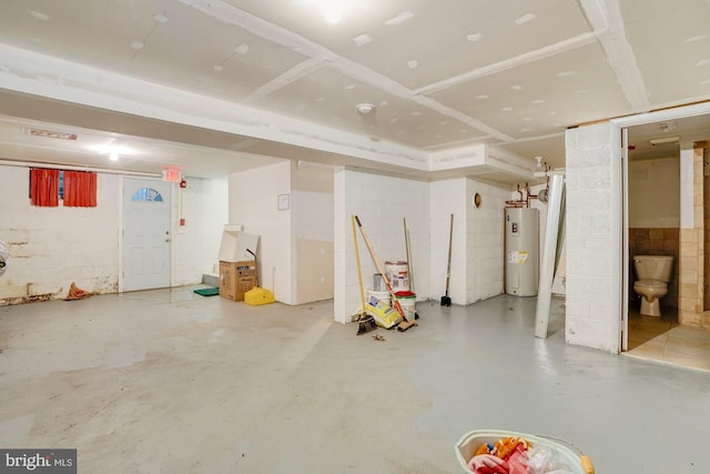 basement with electric water heater