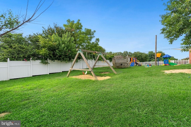 view of yard with a playground